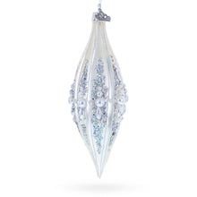 Pearl and Glitter Jeweled Teardrop Glass Ornament