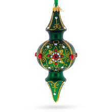 Emerald Baroque Jeweled Double-Ended Drop Glass Christmas Ornament