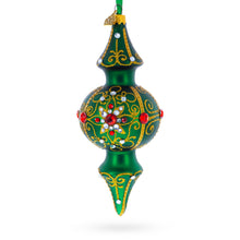 Emerald Baroque Jeweled Double-Ended Drop Glass Christmas Ornament