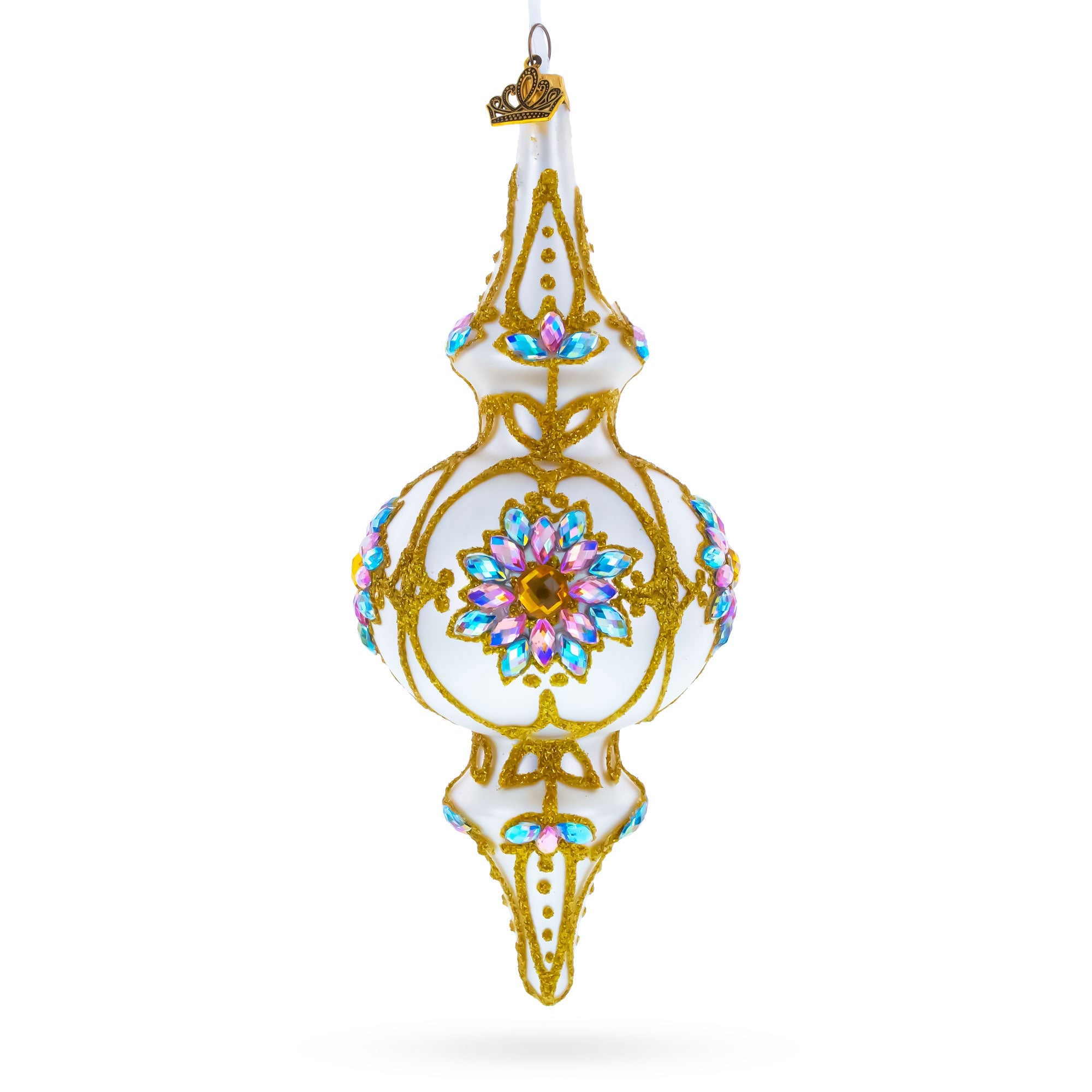 Pearl White Baroque Drop Glass Christmas Ornament – Speranza Design Gallery, image size:2000x1999
