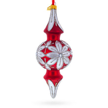 Silver Jeweled Poinsettia Bloom Drop Glass Christmas Ornament