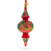 Holly & Gold Drop Glass Christmas Ornament