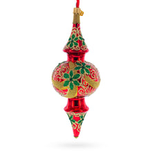 Holly & Gold Drop Glass Christmas Ornament
