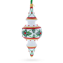 Winter Lattice & Holly Star Jeweled Drop Glass Christmas Ornament