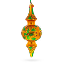 Golden Holly & Ivy Glitter Drop Glass Christmas Ornament