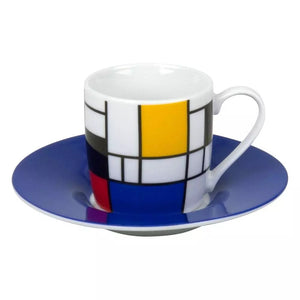 Mondrian Espresso Set of 2 Cups with Saucers