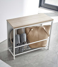 Entryway Storage Organizer & Bench (18" H)  - Steel + Wood