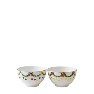 Royal Copenhagen Star Fluted Christmas Chocolate Bowl, Set of 2