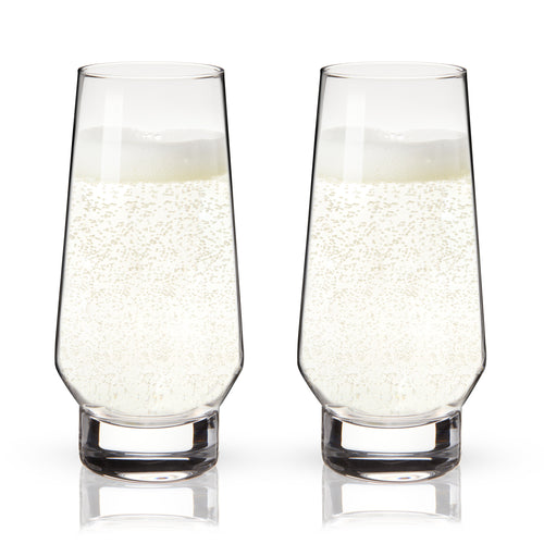 Raye Heavy Base Stemless Crystal Champagne Flutes Set of 2