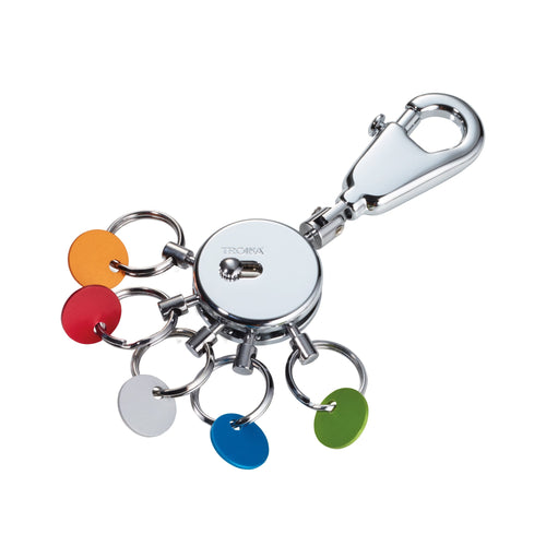 Troika Multicolored Patent Quick Release Keychain 5 Rings with Color Tabs