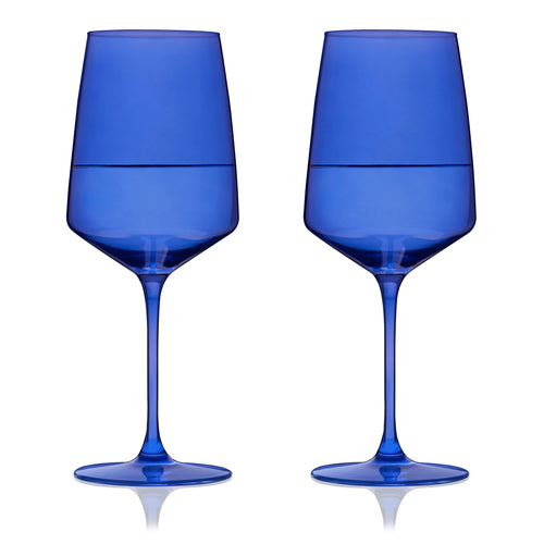 Reserve Nouveau Crystal Wine Glasses in Cobalt Set of 2