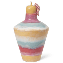 Kähler Poppery Vase with Apple, Pink/Mint/Yellow, H: 12.6"