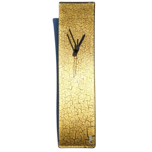 Wall Clock Glass Crackled Gold