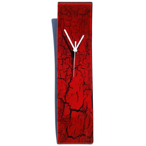 Wall Clock Glass Crackled Red