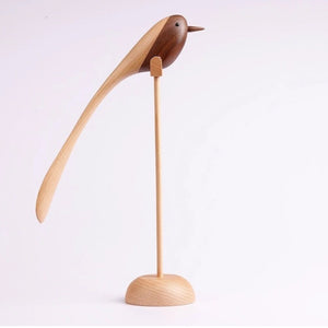 Wooden Decoration Long Tail Bird