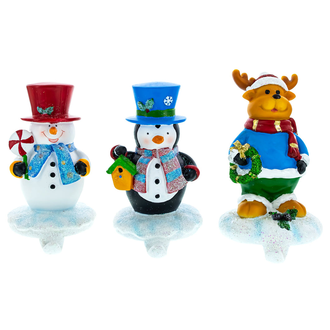 Set of 3 Holiday Stocking Holders Hangers