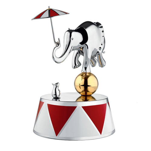 Limited edition stainless steel music box made with Swiss movements is designed as a poised ballerina with dancing movement. Designed by Marcel Wanders for Alessi.