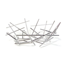 Welded stainless steel rods form a fruit bowl, designed by ernando and Humberto Campana. Approx. 13-inches.