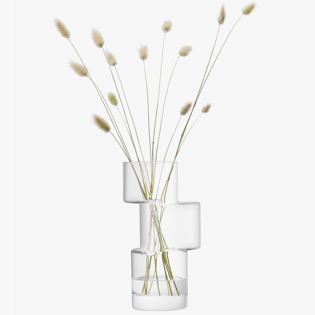 Tier Stacked Geometric Vase Clear 10