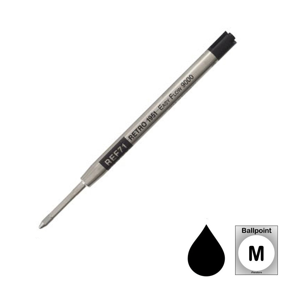 Retro 51 black easy flow ballpoint refill for pens.