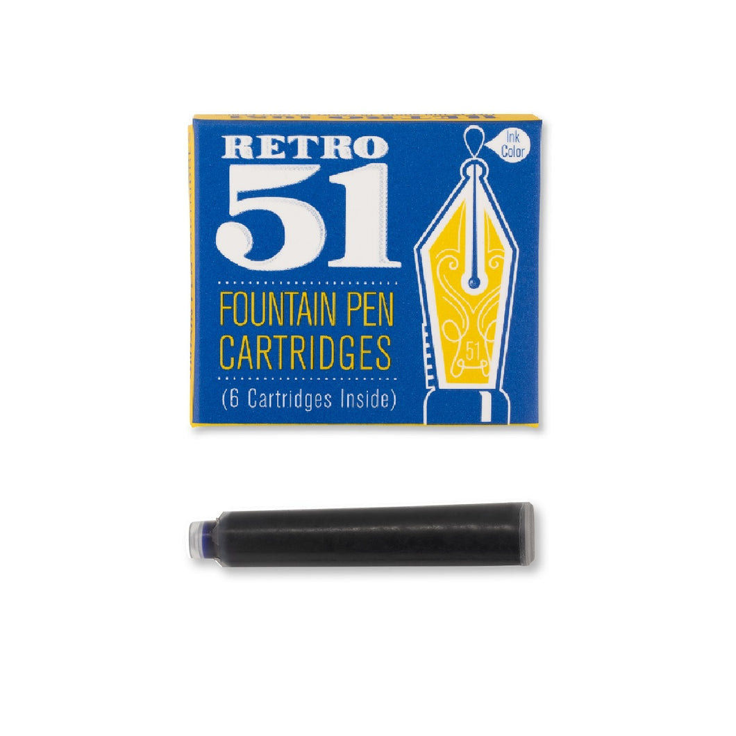 Retro 51 fountain pen cartirdge refills in blue ink, set of 6.