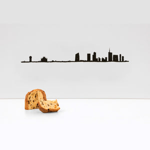 The Line - Steel city skyline silhouette of Milan, Italy, 19.5"