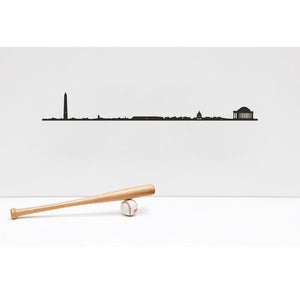 19.5” long steel sheet designed to show off the city skyline in Washington. Finished in black. The silhouette is meant to be mounted on the wall. 