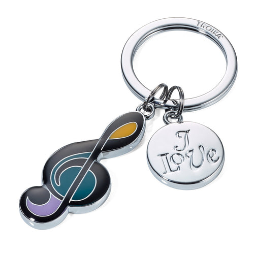 Keyring by Troika with colorful clef sign and bad with 