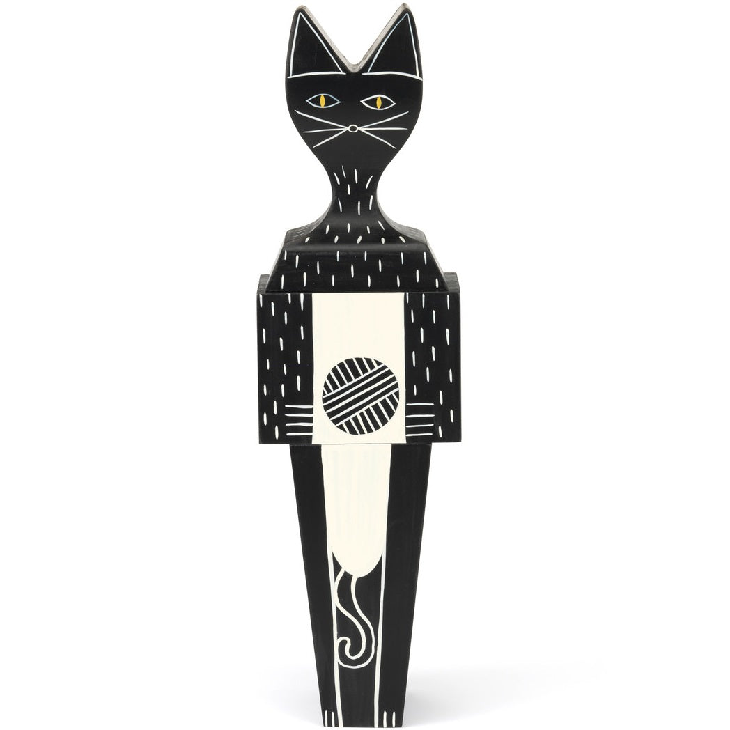 The large cat doll is made out of solid fir and is hand painted to a black finish. Made out of 3 separate pieces combined to make a doll. 