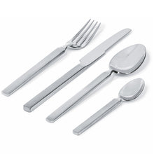 Cutlery set composed of six table spoons, six table forks, six table knives, six coffee spoons in 18/10 stainless steel mirror polished. 