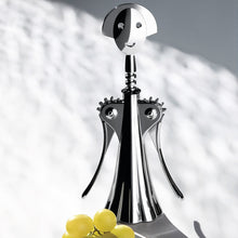 Corkscrew in chrome plated zamak shaped as Alessi’s classic Anna G design created by Alessandro Mendini
