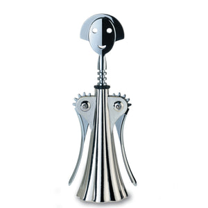 Corkscrew in chrome plated zamak shaped as Alessi’s classic Anna G design created by Alessandro Mendini