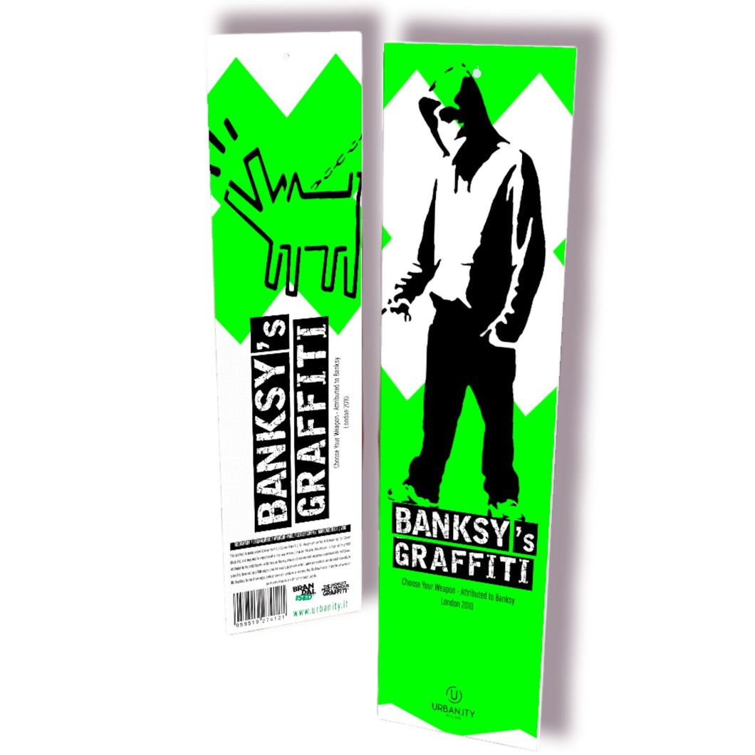 Banksy bookmark “Choose Your Weapon”