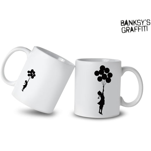 Banksy Ceramic Mug Flying Balloons Girl