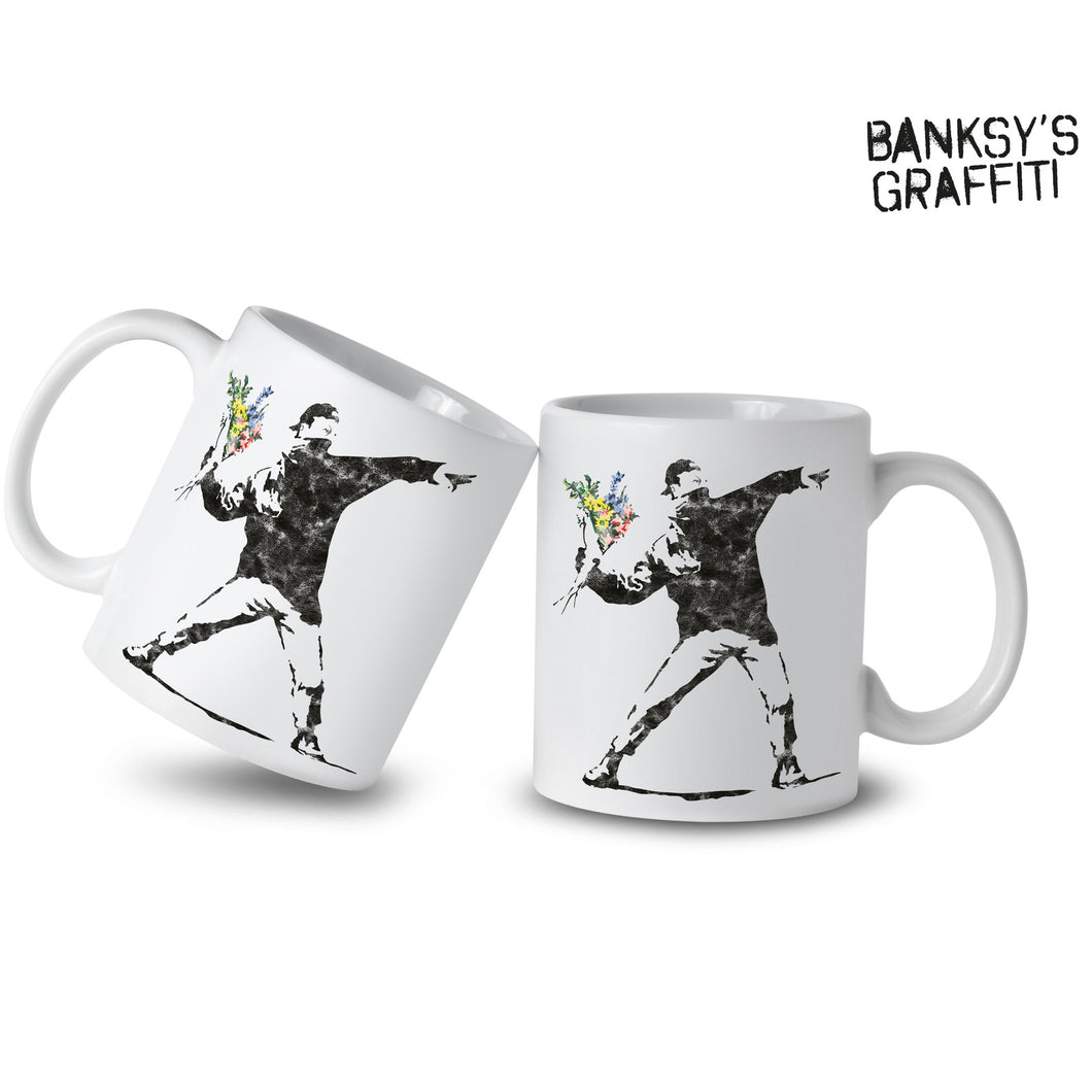 Banksy Ceramic Mug The Flower Thrower