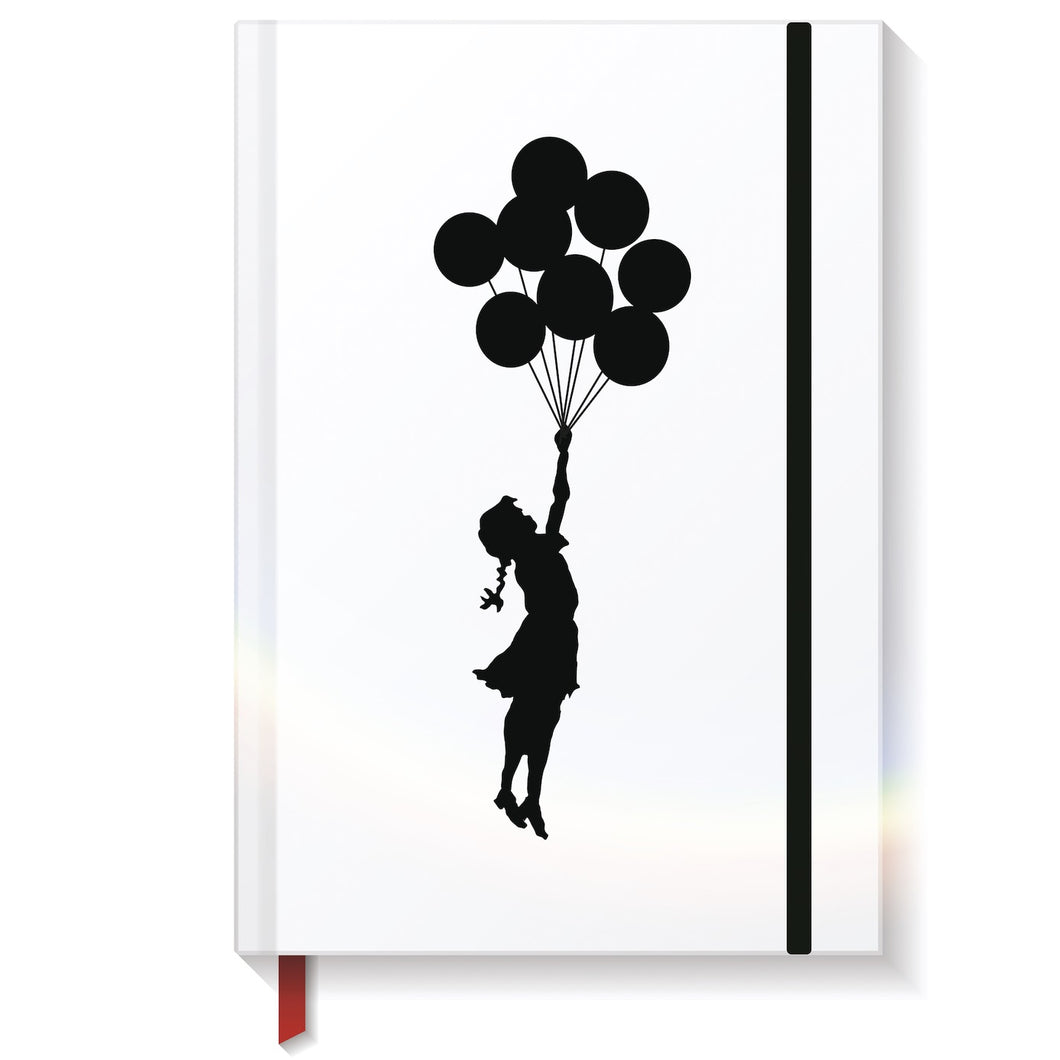 Banksy A5 Notebook Flying Balloons Girl (Grid)