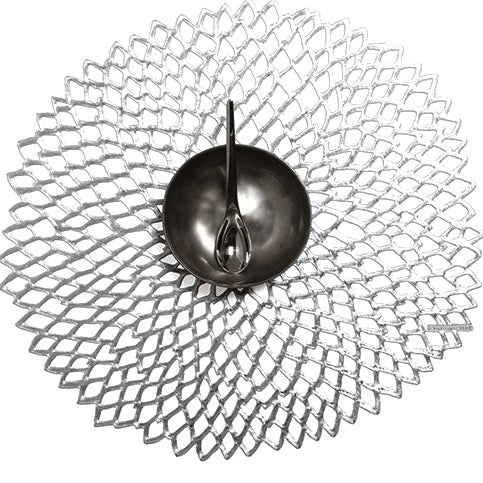 Chilewich Dahlia Round placemat Silver