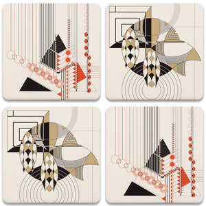 Frank Lloyd Wright Coasters Set Masselink Geometric Adornment