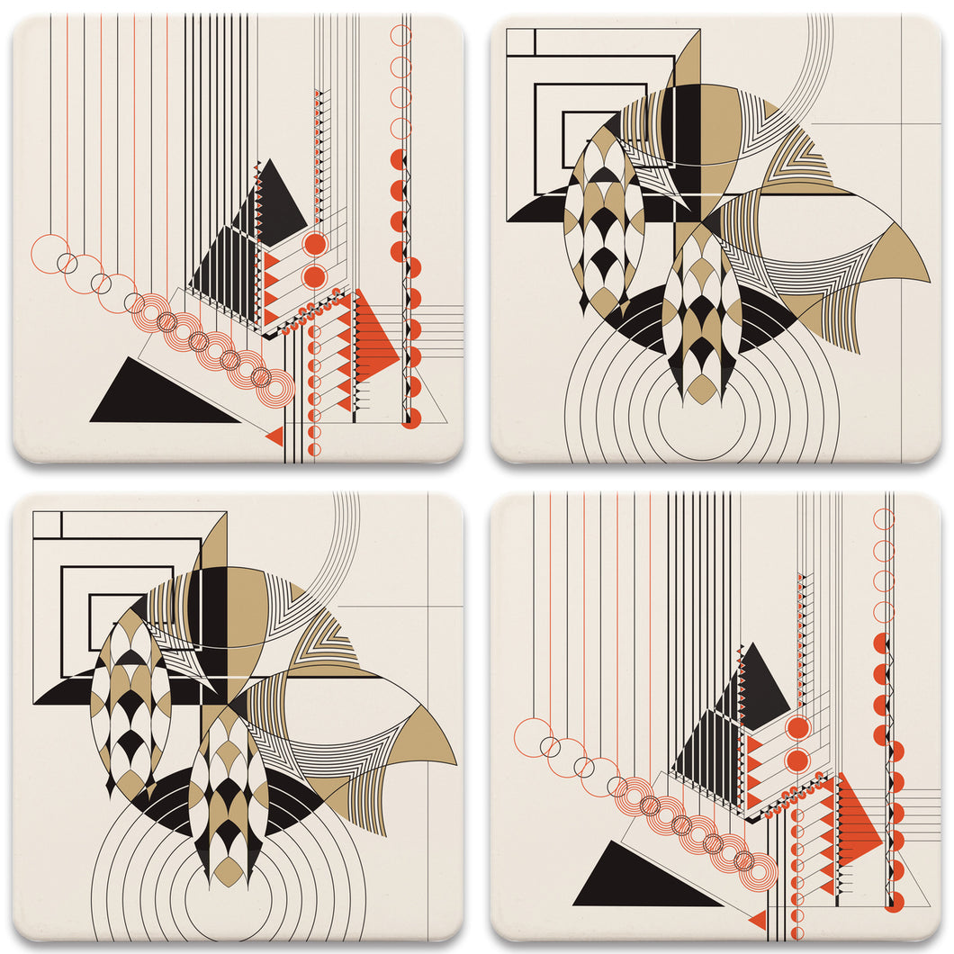 Frank Lloyd Wright Coasters Set Masselink Geometric Adornment