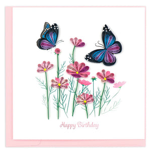 Greeting Card Birthday Flowers & Butterflies