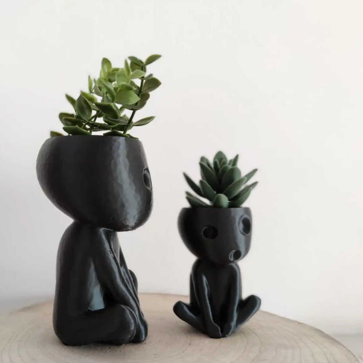 Kodama 3D Printed Art Nature Spirit Large Sitting Black