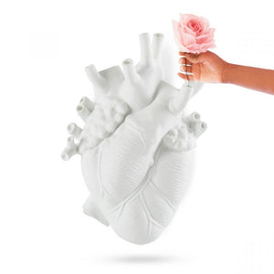 Love in Bloom Giant Heart Vase White