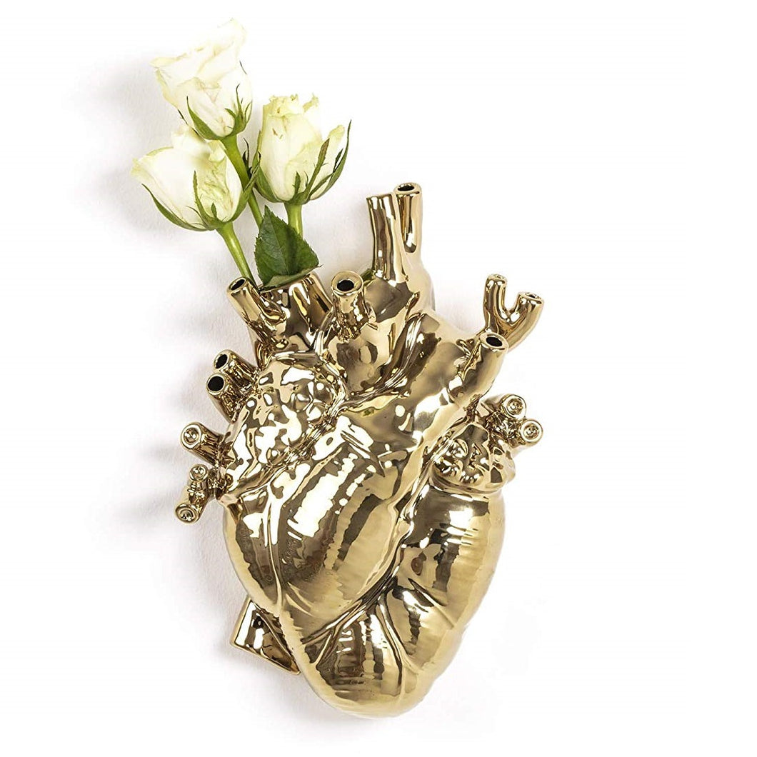 Love in Bloom Heart Vase Gold