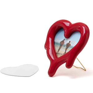 Melted Heart Red Mirror and Photo Frame