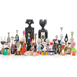 Alexander Girard originally created the Wooden Dolls (1953), a whimsical assortment of figures both joyful and grim, for his own home. Today they add a charming touch to any interior.