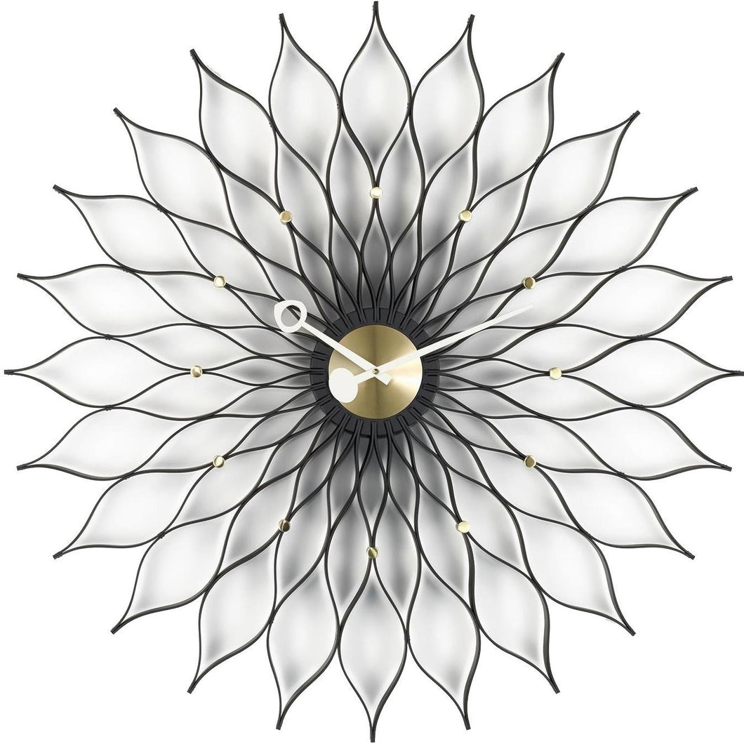 Vitra Sunflower Clock Black and Brass 1958 by Gerge Nelson